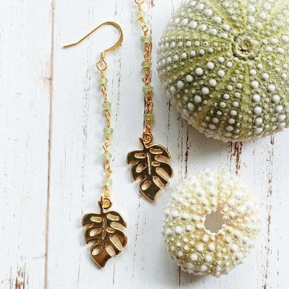Peridot | Monstera Dangle Earrings